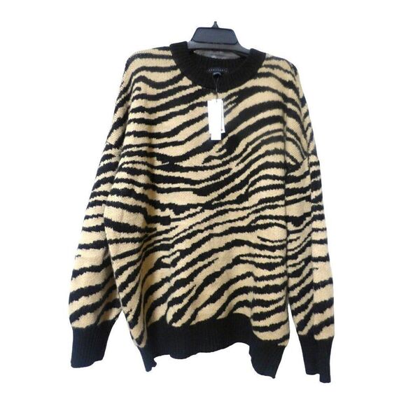$119.00 Sanctuary Wild Kingdom Animal-Print Sweater, Tan/Black, XL - Picture 1 of 12